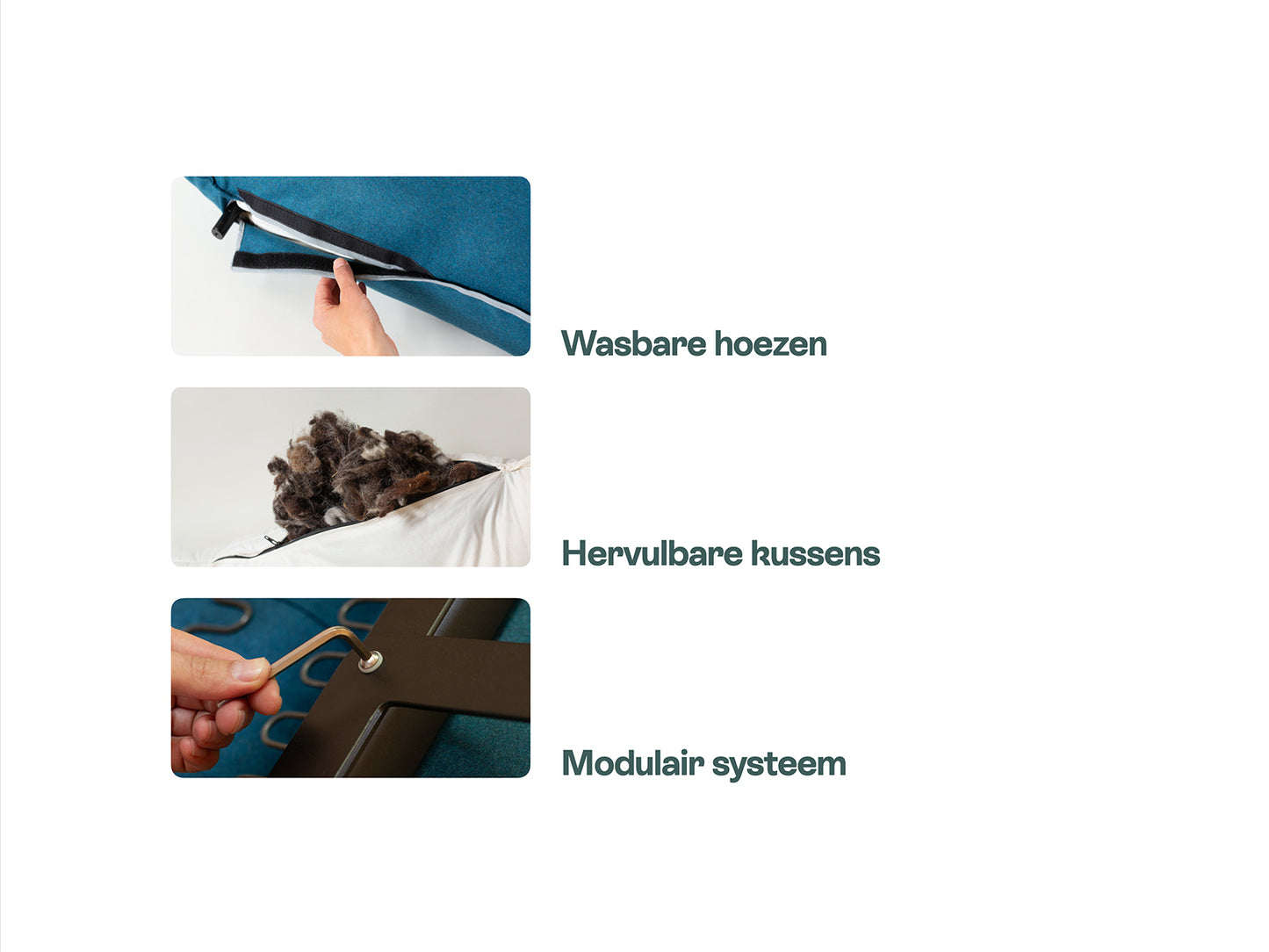 Meubels van Kairos Furniture zijn gemaakt voor het leven - Wasbare hoezen, hervulbare kussens en modulair systeem